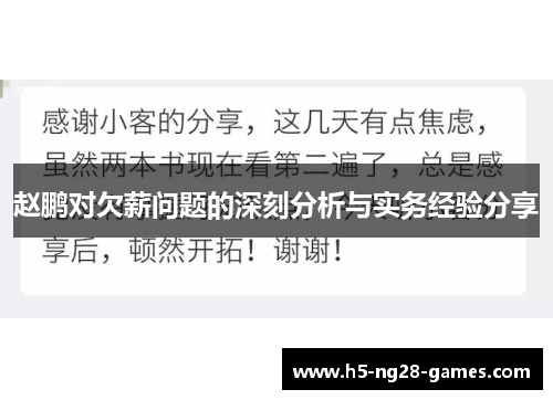 赵鹏对欠薪问题的深刻分析与实务经验分享